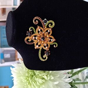 *Swarovski Crystal fall color Flower Brooch, one of a kind